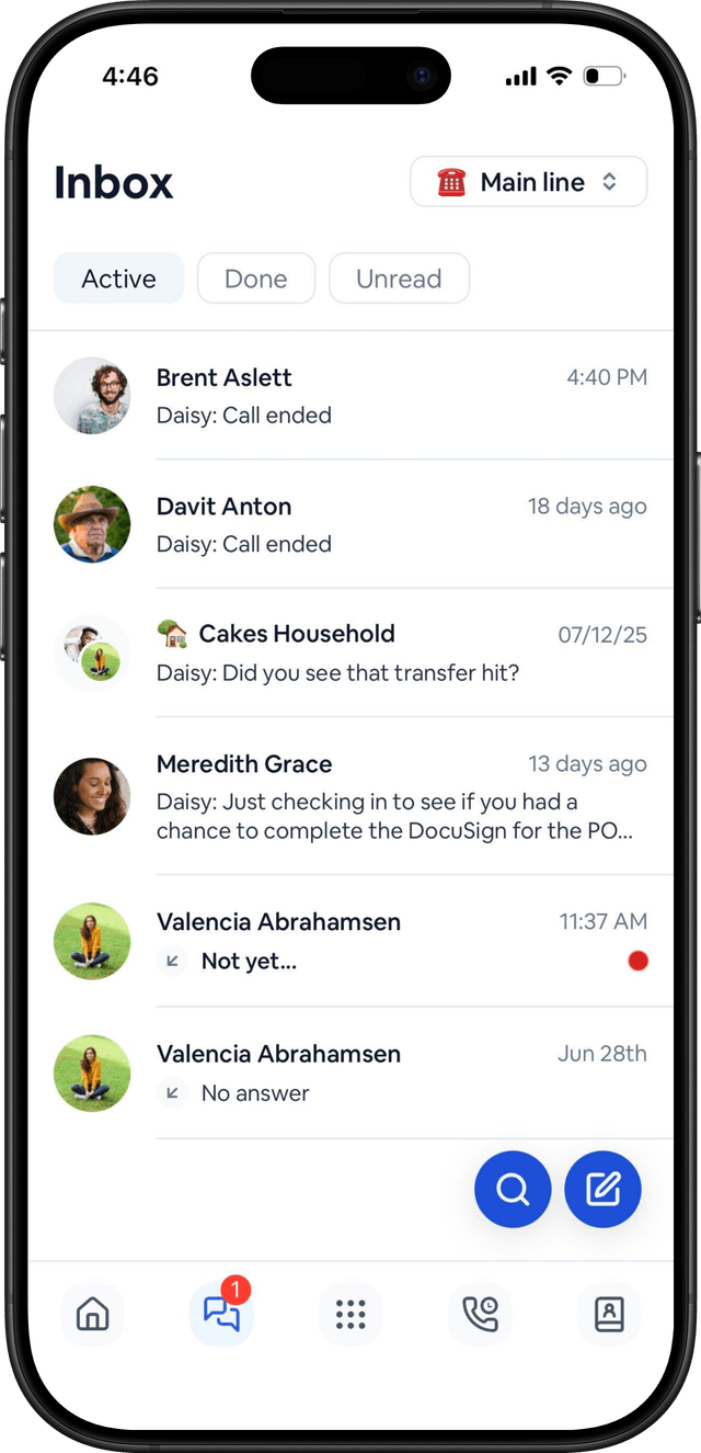 CurrentClient mobile app inbox