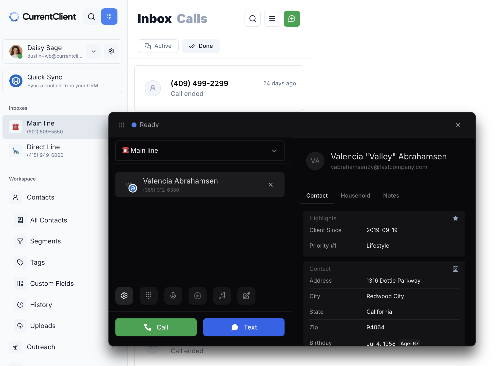 Call pop for advisors: know who's calling before you say hello